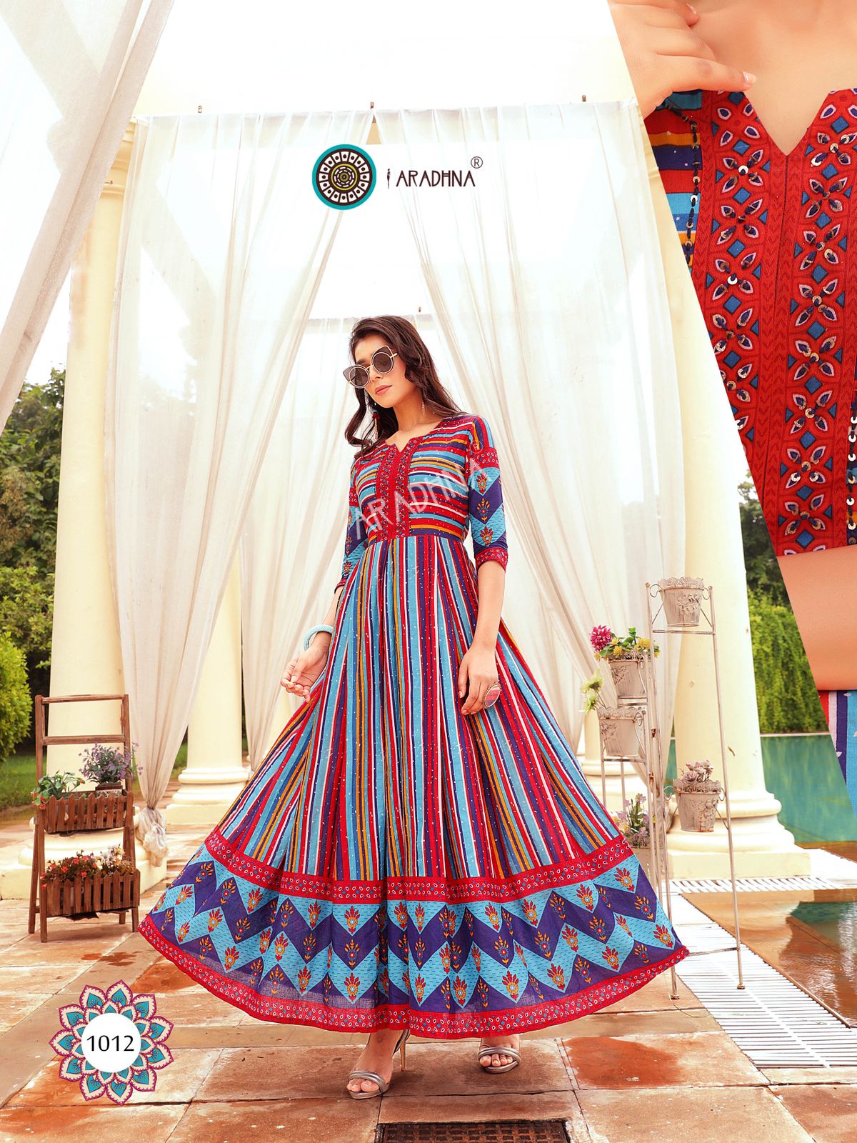 Aradhna Fashion Stripy 1 Heavy Cotton Anarkali Ethnic Wear Stylish Kurti Collection